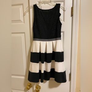 Mini black and white stripe dress